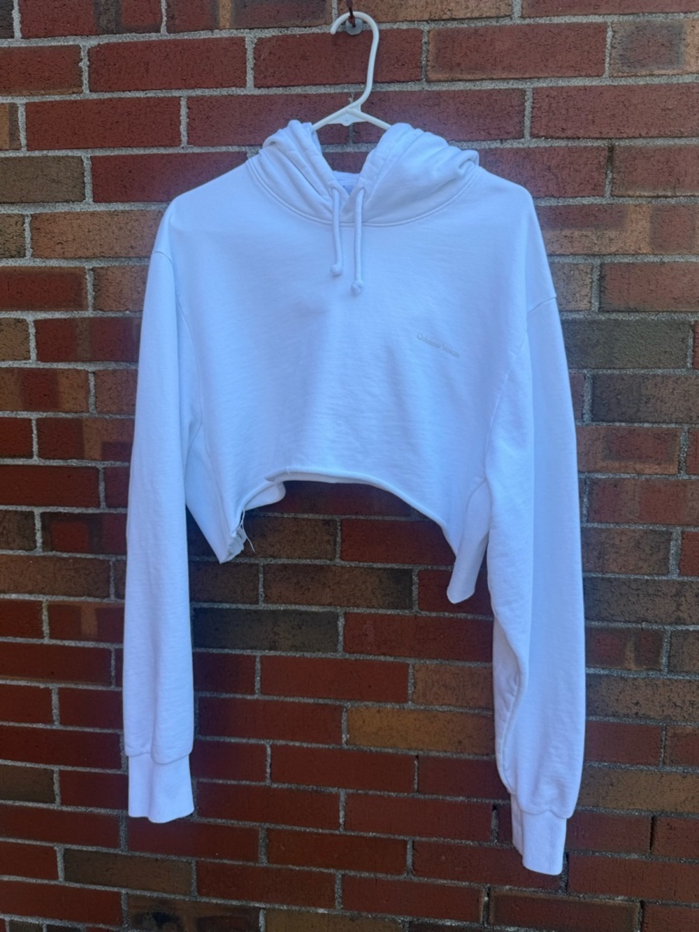 Outdoor Voices White Cropped Hoodie XL Cotton Pullover Sweatshirt Athleisure